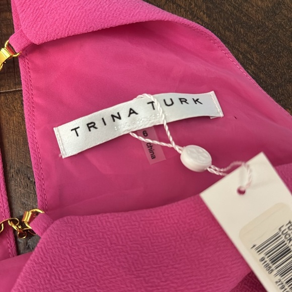NWT Trina Turk Lucky Chain Halter Cocktail Dress Pink Fushion - Picture 6 of 11